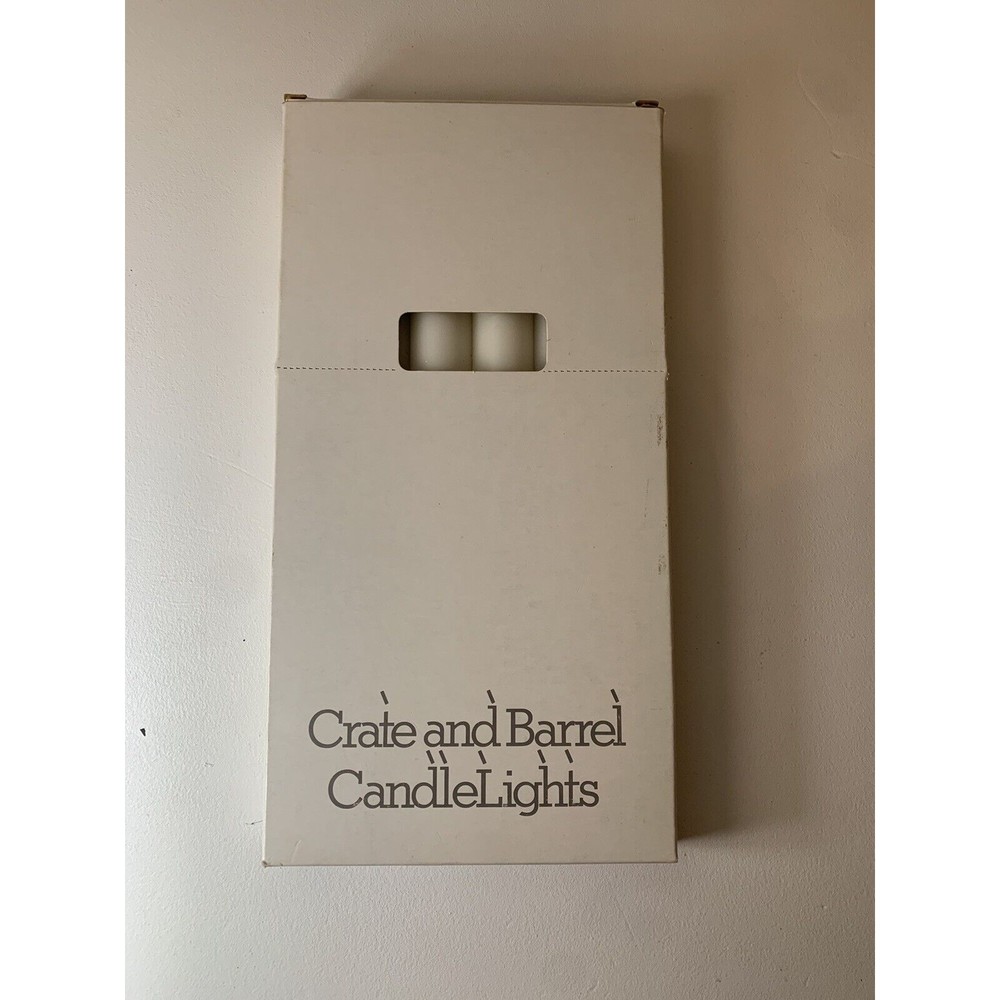 Crate & Barrel CandleLights 6 White 10" NEW Box Taper Dinner Candles Vintage